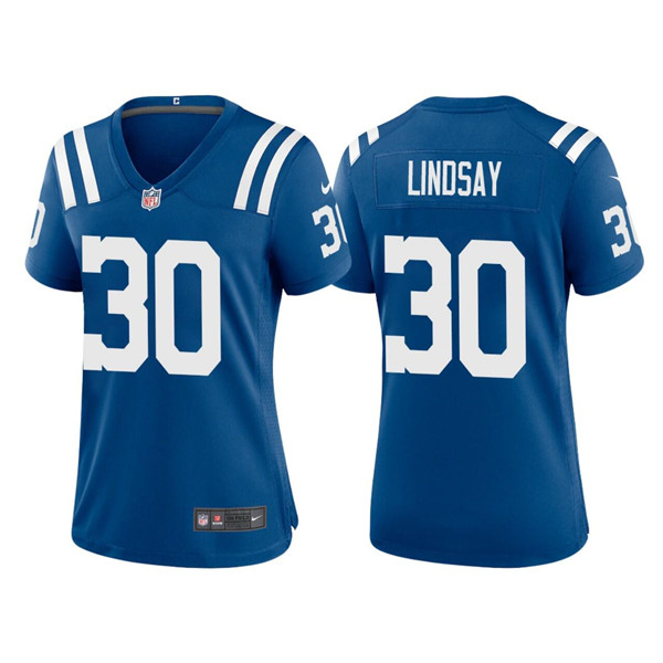 Personalized Women’s Indianapolis Colts #30 Phillip Lindsay Blue Stitched Jersey(Run Small)