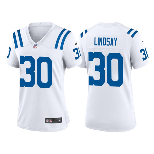 Personalized Women’s Indianapolis Colts #30 Phillip Lindsay White Stitched Jersey(Run Small)