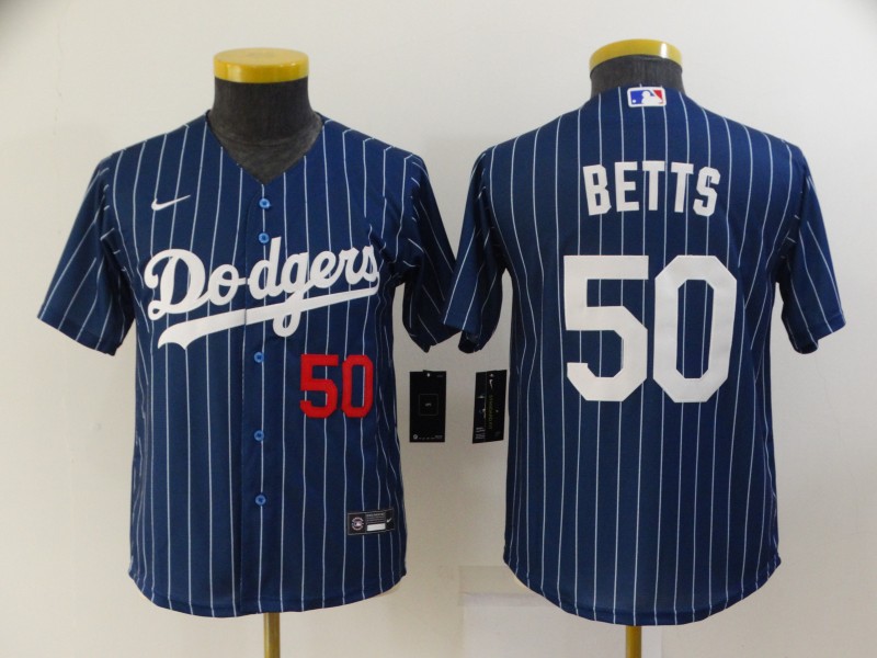 Personalized Youth Los Angeles Dodgers #50 Mookie Betts Blue Stitched Jersey
