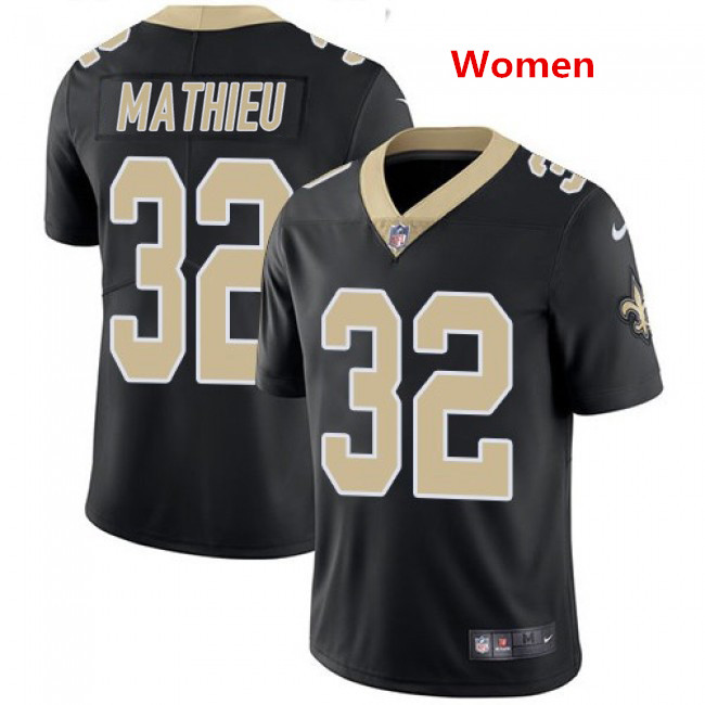 Personalized Women New Orleans Saints #32 Tyrann Mathieu Black Jersey