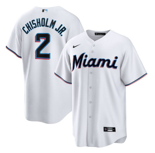 Personalized Men’s Miami Marlins #2 Jazz Chisholm Jr. White Cool Base Stitched Jersey