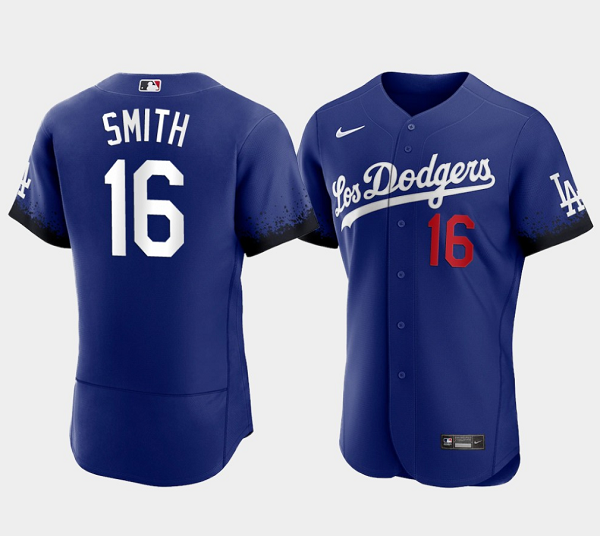 Personalized Men’s Los Angeles Dodgers #16 Will Smith 2021 Royal City Connect Flex Base Stitched Baseball Jersey
