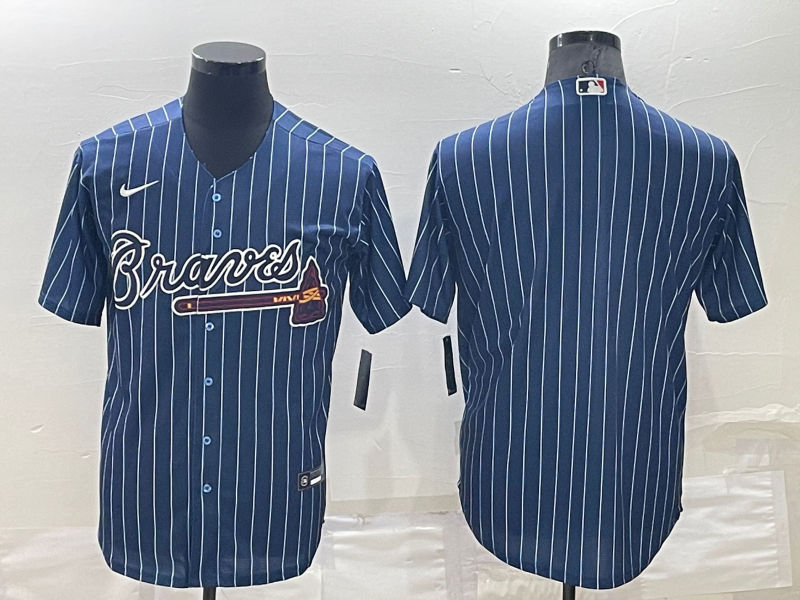 Personalized Men’s Atlanta Braves Blank Navy Cool Base Stitched Baseball Jersey