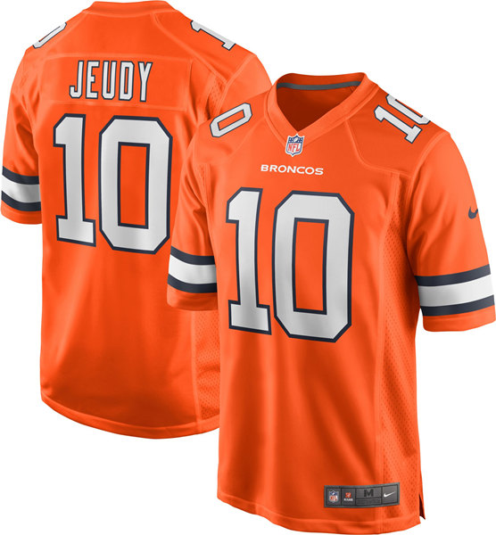 Personalized Men’s Denver Broncos #10 Jerry Jeudy Orange Game Stitched Jersey