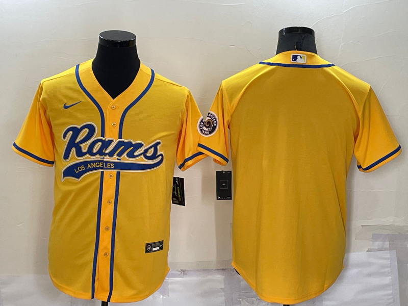 Personalized Men’s Los Angeles Rams Blank Yellow Stitched Jersey