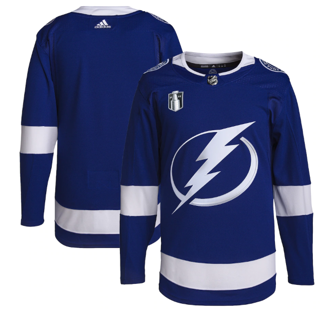 Personalized Men’s Tampa Bay Lightning Blank 2022 Blue Stanley Cup Final Patch Stitched Jersey