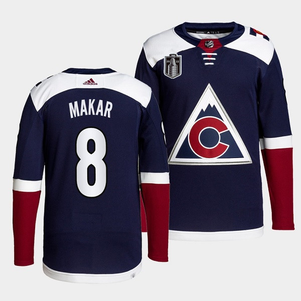 Personalized Men’s Colorado Avalanche #8 Cale Makar Navy 2022 Stanley Cup Final Patch Stitched Jersey