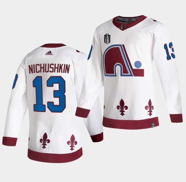 Personalized Men’s Colorado Avalanche #13 Valeri Nichushkin White 2022 Stanley Cup Final Patch Reverse Retro Stitched Jersey
