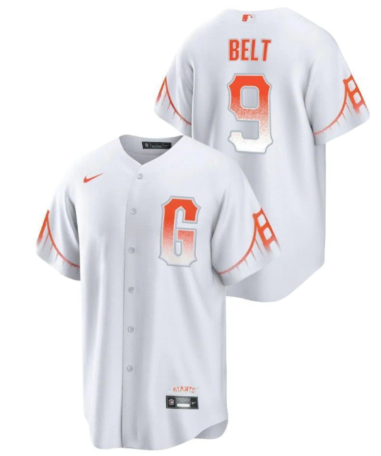 Personalized Men’s San Francisco Giants #9 Brandon Belt White City Connect Cool Base Stitched Jersey