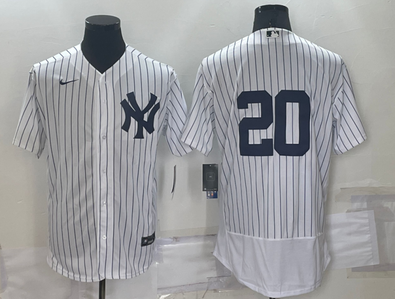 Personalized Men’s New York Yankees #20 Jorge Posada White Flex Base Stitched Baseball Jersey