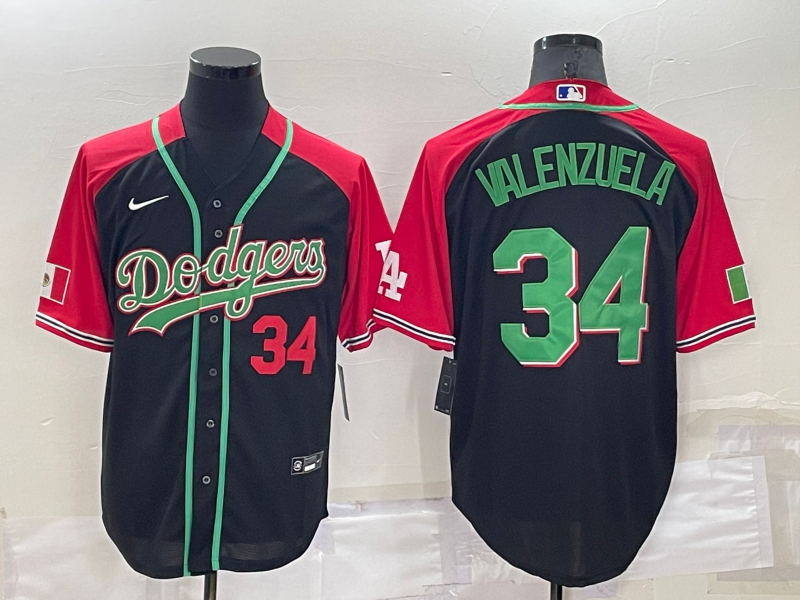 Personalized Men’s Los Angeles Dodgers #34 Toro Valenzuela Red Black Cool Base Stitched Baseball Jersey