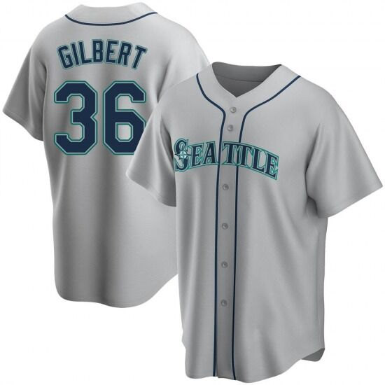 Personalized Men’s Seattle Mariners #36 Logan Gilbert Gray Cool Base Stitched Jersey