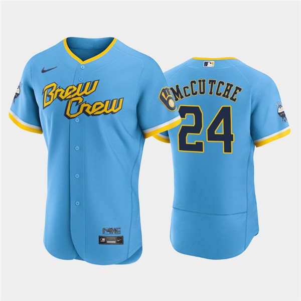 Personalized Men’s Milwaukee Brewers #24 Andrew McCutchen Powder Blue 2022 City Connect Flex Base Stitched MLB Jersey