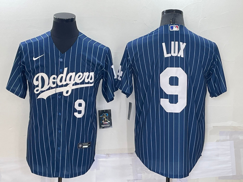 Personalized Men’s Los Angeles Dodgers #9 Gavin Lux Navy Cool Base Stitched Jerseys