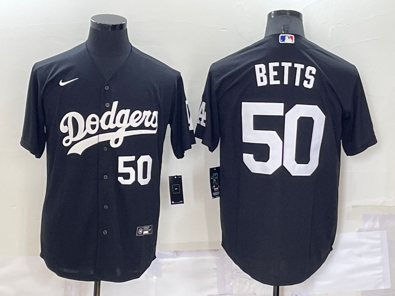 Personalized Men’s Los Angeles Dodgers #50 Mookie Betts Black Cool Base Stitched Jersey