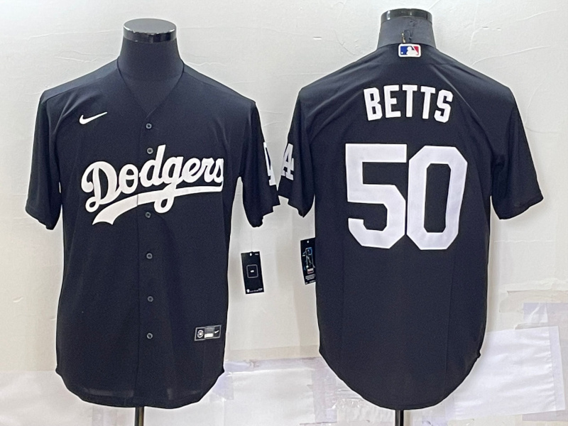 Personalized Men’s Los Angeles Dodgers #50 Mookie Betts Black Cool Base Stitched Jerseys