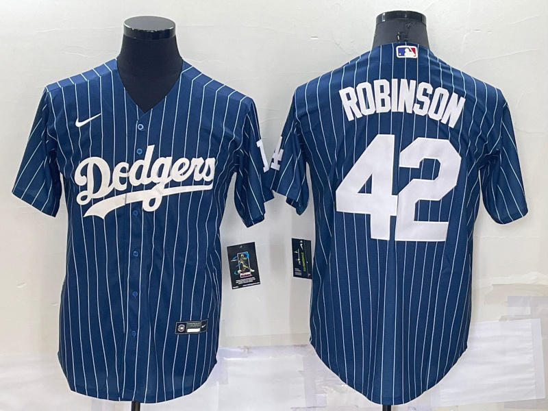 Personalized Men’s Los Angeles Dodgers #42 Jackie Robinson Navy Cool Base Stitched Jersey