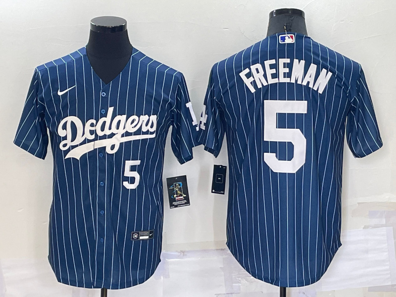 Personalized Men’s Los Angeles Dodgers #5 Freddie Freeman Navy Cool Base Stitched Jerseys