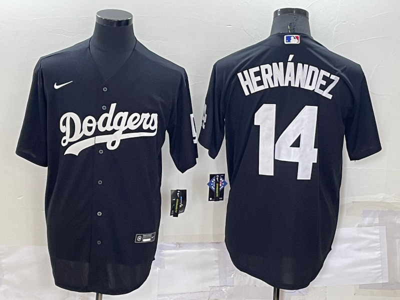Personalized Men’s Los Angeles Dodgers #14 Kike Hernandez Black Cool Base Stitched Jerseys