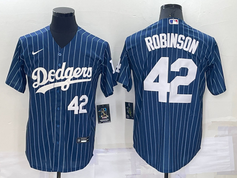 Personalized Men’s Los Angeles Dodgers #42 Jackie Robinson Navy Cool Base Stitched Jerseys
