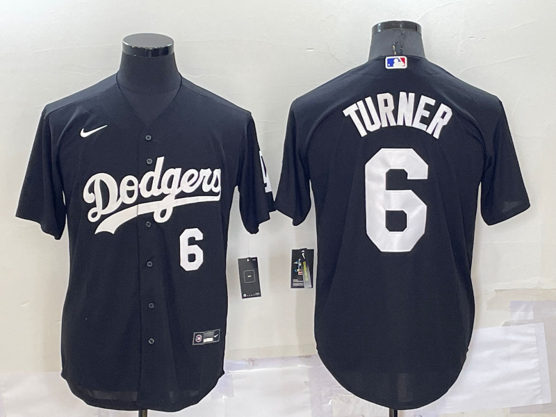 Personalized Men’s Los Angeles Dodgers #6 Trea Turner Black Cool Base Stitched Baseball Jersey