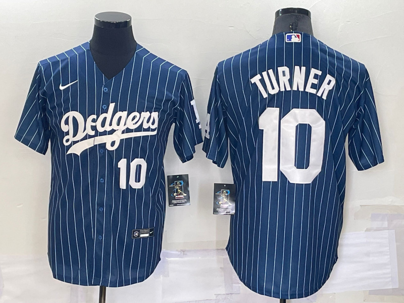 Personalized Men’s Los Angeles Dodgers #10 Justin Turner Navy Cool Base Stitched Baseball Jersey
