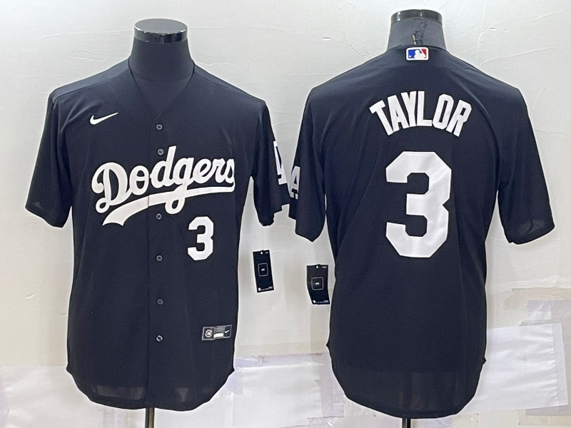 Personalized Men’s Los Angeles Dodgers #3 Chris Taylor Black Cool Base Stitched Baseball Jerseys 1