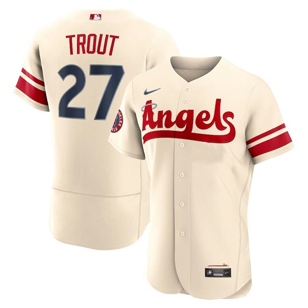 Personalized Men’s Los Angeles Angels #27 Mike Trout 2022 Cream City Connect Flex Base Stitched Jersey