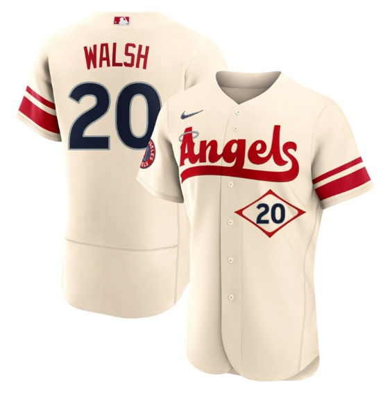Personalized Men’s Los Angeles Angels #20 Jared Walsh 2022 Cream City Connect Flex Base Stitched Jersey