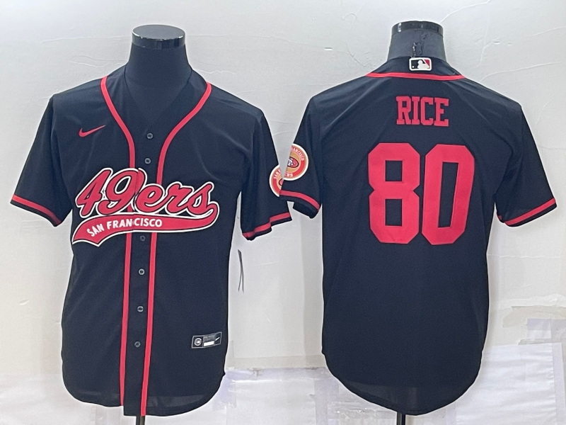 Personalized Men’s San Francisco 49ers #80 Jerry Rice Black Cool Base Stitched Baseball Jersey
