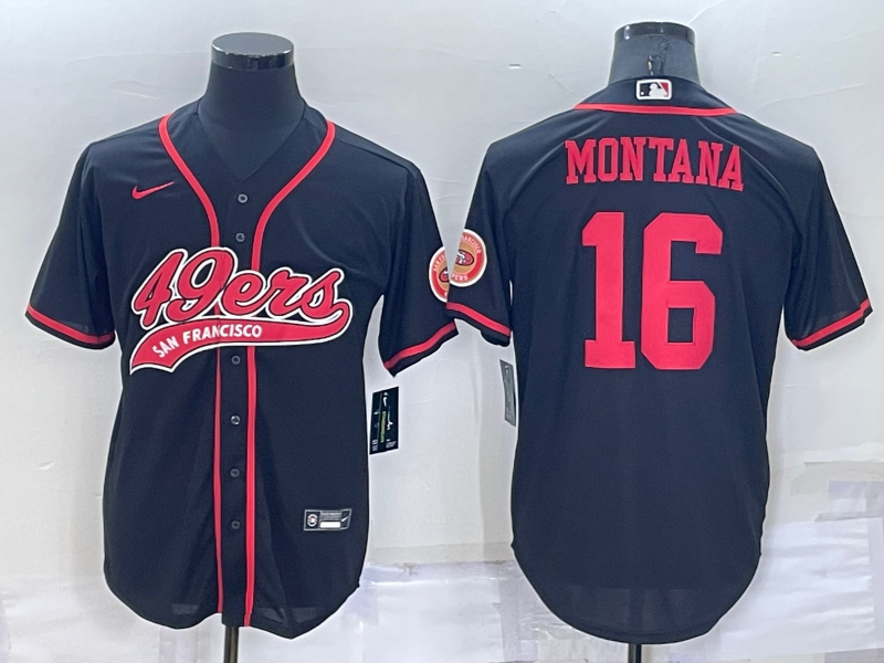 Personalized Men’s San Francisco 49ers #16 Joe Montana Black Cool Base Stitched Baseball Jersey