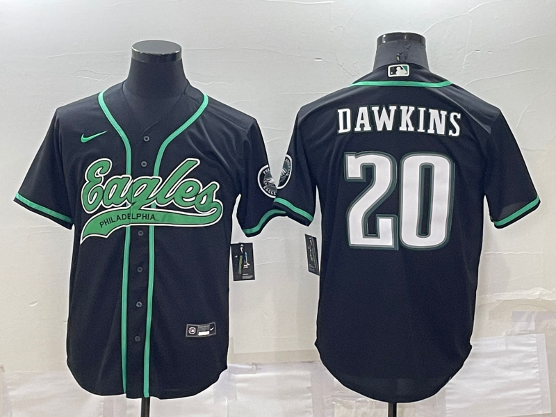 Personalized Men’s Philadelphia Eagles #20 Brian Dawkins Black Cool Base Stitched Baseball Jersey