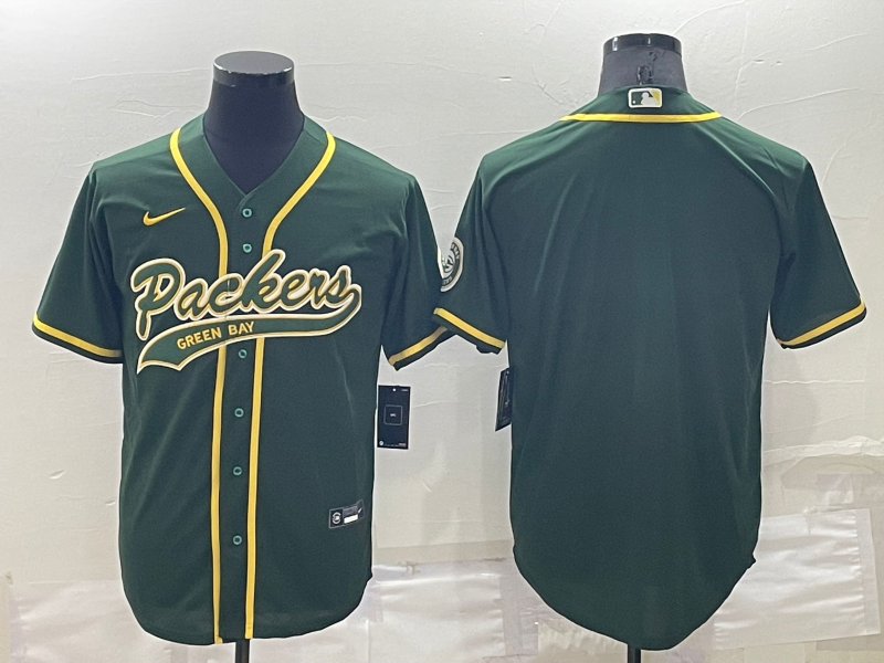 Personalized Men’s Green Bay Packers Blank Green Cool Base Stitched Baseball Jersey