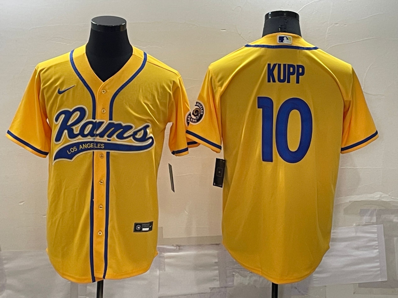 Personalized Men’s Los Angeles Rams #10 Cooper Kupp Yellow Cool Base Stitched Baseball Jersey