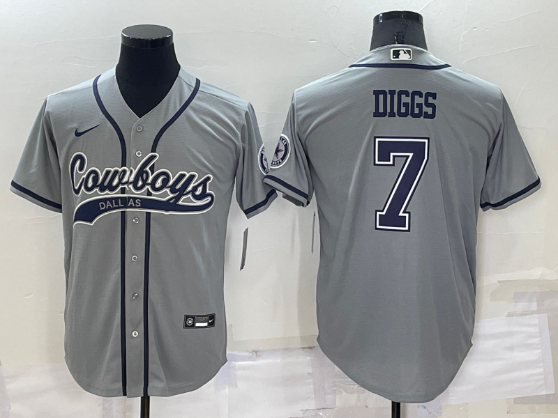 Personalized Men’s Dallas Cowboys #7 Trevon Diggs Grey Cool Base Stitched Baseball Jersey
