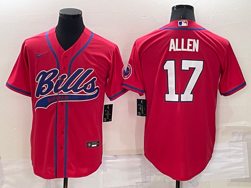 Personalized Men’s Buffalo Bills #17 Josh Allen Red Cool Base Stitched Baseball Jersey