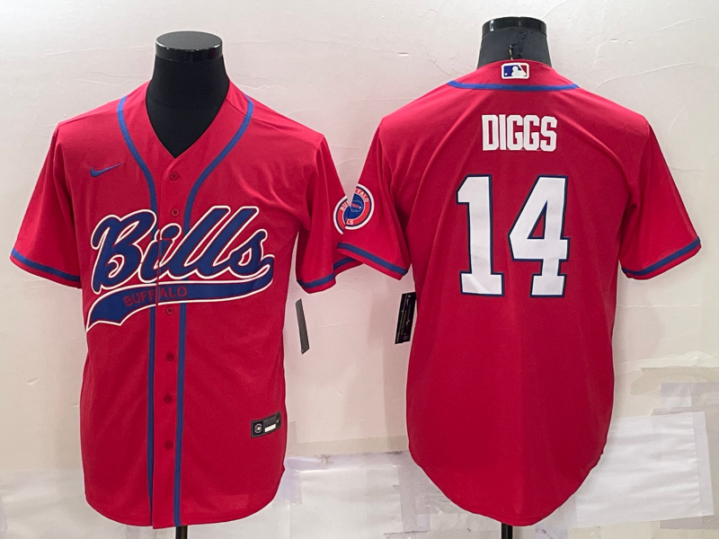 Personalized Men’s Buffalo Bills #14 Stefon Diggs Red Cool Base Stitched Baseball Jersey