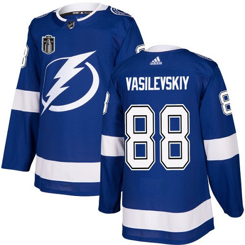 Personalized Men’s Tampa Bay Lightning #88 Andrei Vasilevskiy 2022 Blue Stanley Cup Final Patch Stitched Jersey