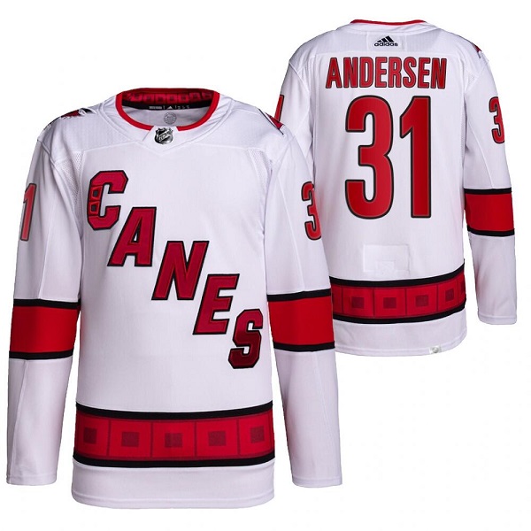 Personalized Men’s Carolina Hurricanes #31 Frederik Andersen White Stitched Jersey
