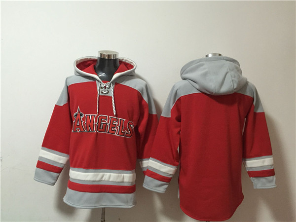 Personalized Men’s Los Angeles Angels Blank Red Ageless Must-Have Lace-Up Pullover Hoodie