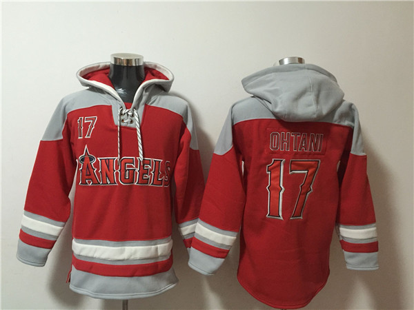 Personalized Men’s Los Angeles Angels #17 Shohei Ohtani Red Ageless Must-Have Lace-Up Pullover Hoodie