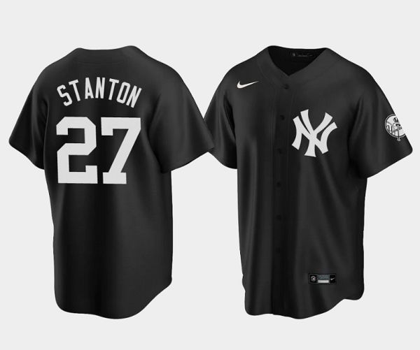 Personalized Men’s New York Yankees #27 Giancarlo Stanton Black Cool Base Stitched Jersey