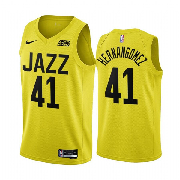 Personalized Men’s Utah Jazz #41 Juancho Hernangomez 2022 23 Yellow Icon Edition Stitched Basketball Jersey