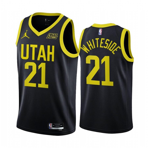 Personalized Men’s Utah Jazz #21 Hassan Whiteside 2022 23 Black Statement Edition Stitched Basketball Jersey