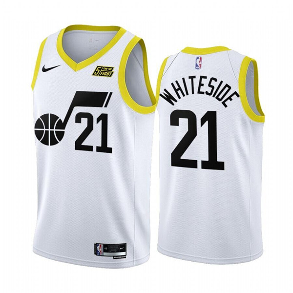 Personalized Men’s Utah Jazz #21 Hassan Whiteside 2022 23 White Association Edition Stitched Basketball Jersey