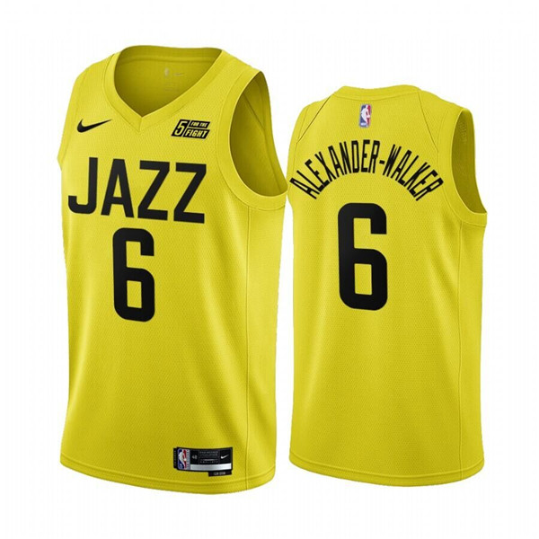 Personalized Men’s Utah Jazz #6 Nickeil Alexander-Walker 2022 23 Yellow Icon Edition Stitched Basketball Jersey