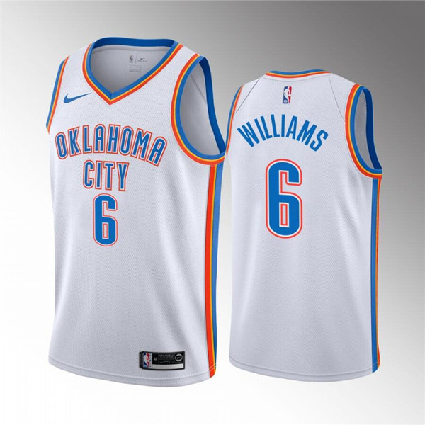 Personalized Men’s Oklahoma City Thunder #6 Jaylin Williams White Association Edition Stitched Basketball Jersey