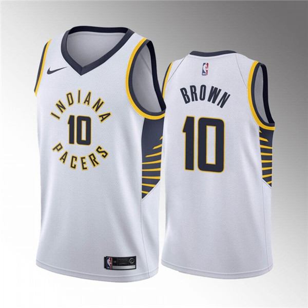 Personalized Men’s Indiana Pacers #10 Kendall Brown White Association Edition Stitched Basketball Jersey