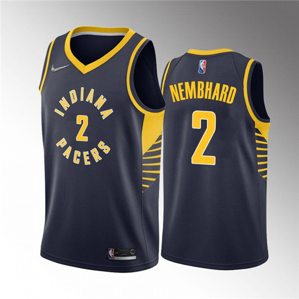 Personalized Men’s Indiana Pacers #2 Andrew Nembhard Navy Icon Edition 75th Anniversary Stitched Basketball Jersey