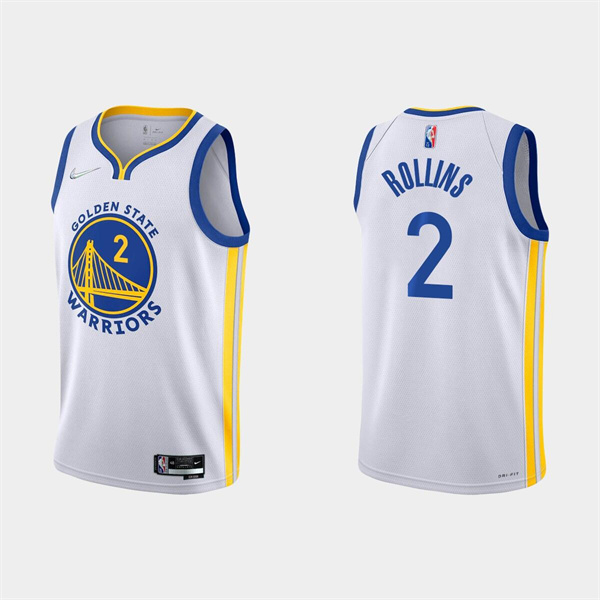 Personalized Men’s Golden State Warriors #2 Ryan Rollins 2022 White Stitched Basketball Jersey